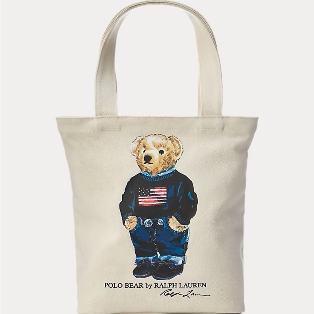 Ralph Lauren Cream Tote with Polo Bear Design